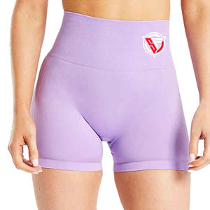 High Quality Women's Cotton Gym Shorts Breathable Quick Dry Mid Waist Regular Fit Scrunch Butt Sports Shorts Belt <b>Drawstring</b> - Product Image 6