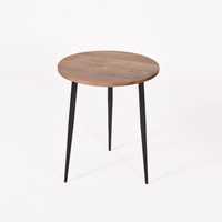 Table d'appoint moderne en bois massif avec pieds en métal noir élégants, table d'appoint minimaliste écologique pour le salon, la chambre à coucher, le bureau, décoration