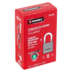 HERMEX corto gancio di ferro lucchetti scatola di 6 50mm lucchetti con chiave in una scatola - Product Image 3
