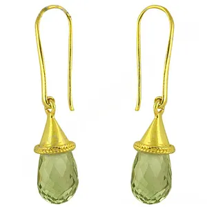 Boucles d'oreilles pendantes vintage pour femme en plaqué or 18 carats avec améthyste verte, perles, diamants et turquoise - Bijoux cadeau de fête - Product Image 3