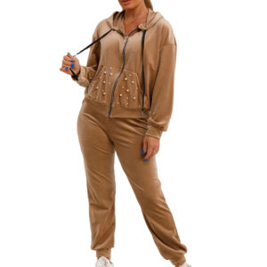 Service de conception OEM pour les clients de marque, vêtements de mode pour femmes, survêtement en velours uni personnalisé, survêtement en velours respirant pour femmes, survêtement pour filles - Product Image 4