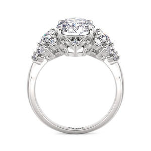 แหวนหมั้นเงินสเตอร์ลิงรูปผีเสื้อประดับเพชรและพลอยธรรมชาติสามเม็ด - Product Image 4