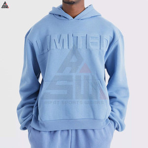 Premium haute qualité sweats à capuche en relief Logo sur mesure respirant confortable hiver hommes polaire léger 100% coton - Product Image 6