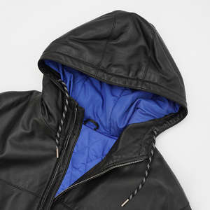 Personnalisé 100% peau de mouton peau de vache pour hommes formel moto veste en cuir de haute qualité vêtements chauds d'hiver avec Logo avant Position - Product Image 6