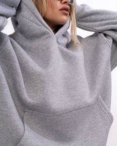 Sudaderas con capucha de gran tamaño de algodón 100% de alta calidad para mujer, chándal personalizado con logotipo impreso DTG al por mayor OEM con patrón sólido - Product Image 5