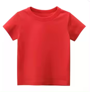 Venta al por mayor de alta calidad de color sólido camiseta para niños con logotipo personalizado precio bajo cuello redondo Camiseta transpirable - Product Image 3