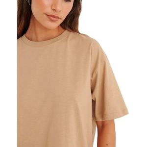 Vente en gros 2025 T-shirts en coton surdimensionnés de haute qualité pour femmes Style décontracté simple et solide avec impression bouffante - Product Image 6