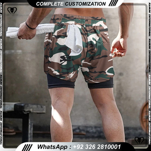 Customization Sport Fitness Jogging Running Workout Quick Dry Stretchy 2-in-1 Mesh Antibacterial Two <b>Layers</b> Gym Shorts for Men - Product Image 4