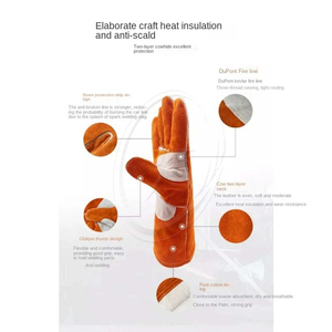 Gants en cuir de vachette résistants aux hautes températures gants de protection d'isolation thermique anti-brûlure pour une utilisation en extérieur soudage au Pakistan - Product Image 3