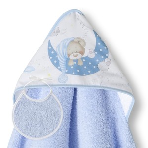 Serviette de bain pour nouveau-né Blue Bear Sleeping 1X1 MT. Mod. Tissu éponge imprimé de dessins animés pour la salle de bain - Product Image 1