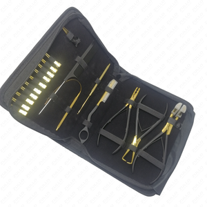 สีทองและสีดําบรรจุภัณฑ์ที่กําหนดเองและโลโก้ชุดเครื่องมือต่อผมราคาขายส่งชุดต่อผมสแตนเลส - Product Image 4