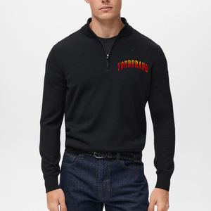 Haute qualité 100% chandails pour hommes quater fermeture éclair logo brodé personnalisé tricoté respirant homme pull pour la saison d'hiver - Product Image 1