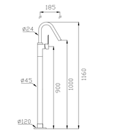 Colonne de lavabo au sol élégante et moderne en acier inoxydable 100% italien avec système Techno-Box, finition brossée en laiton