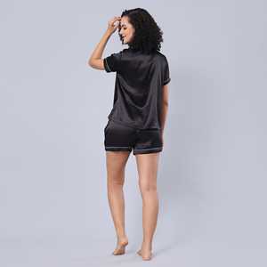 Conjunto de Pijama de Satén Sólido para Mujer, Logotipo Personalizado, Material Elástico Transpirable, Cierre de Cintura Elástica, Talla 6XL, para Uso Doméstico, Verano - Product Image 4