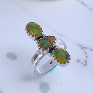 แหวนเงินแท้ 925 ประดับโอปอลคุณภาพเยี่ยม งานแฮนด์เมด แหวนเงินแท้ 925 ขายส่ง เครื่องประดับเงินแท้ - Product Image 2