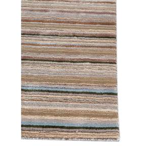 Basis Beige & <b>Brown</b> Striped Hand Loom <b>Wool</b> & Viscose Rug for Home Use-Hwv-13005 - Product Image 4