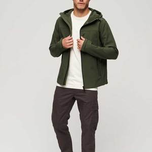 Veste Softshell en toile avec col montant et fermeture éclair complète avec logo imprimé personnalisé pour hommes prix de gros - Product Image 3