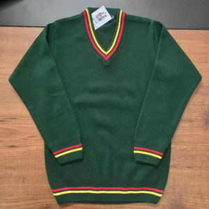 Suéter de uniforme escolar con cuello en V de calidad superior color verde mar y material de lana de tamaño hecho suéter escolar manga completa ropa de invierno - Product Image 1