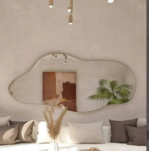 Rregular Modern <b>Mirror</b>, Asymmetric <b>Gold</b> Framed <b>Mirror</b>, Aesthetic Wall <b>Mirror</b> - Product Image 1