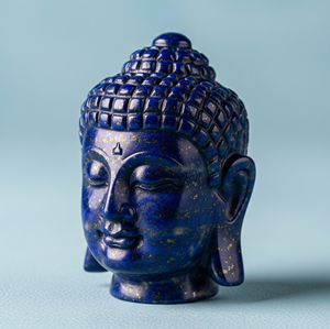 Statue de tête de bouddha sculptée à la main Figurine Lapis Lazuli cadeau d'affaires pierre semi-précieuse artisanat gravé cristal de guérison indien - Product Image 6