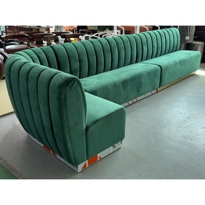 <span class=keywords><strong>Banquette</strong></span> de restaurant <span class=keywords><strong>en</strong></span> velours courbé <span class=keywords><strong>en</strong></span> forme de L, siège rembourré pour hôtel, bar, boîte de nuit, ensemble de mobilier commercial - Product Image 1