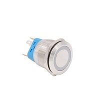 Interrupteur à bouton-poussoir métallique YD 22 mm, momentané, à verrouillage, 1NO1NC, 5A, 250V, IP67, étanche, plat, rond, LED rouge, vert, bleu, acier inoxydable
