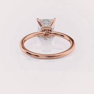 IGI Certified Princess Shape Lab Created Diamond Engagement <b>Ring</b> 9K Yellow / Rose & White Gold Hidden Halo Bridal <b>Ring</b> - Product Image 4