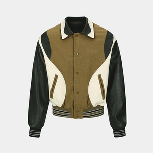 High Quality <b>Men's</b> Bomber <b>Jacket</b> Autumn Winter High Street Style Stand Collar Front Logo Boxy Fit Low MOQ Sale - Product Image 1