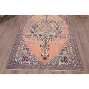 พรมตุรกีวินเทจ ขนาด 4.1x6.3 ฟุต พรมขนสัตว์สีส้ม-น้ำเงินไล่เฉด - Product Image 5