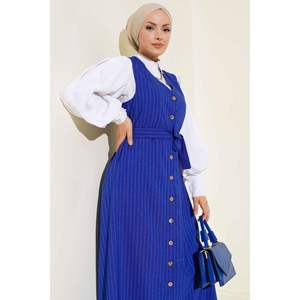 Vestido chaleco a rayas con botones en la parte delantera - Product Image 2