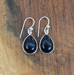 Boho Style 925 Sterling Silver Black Onyx Drop Boucles d'oreilles à la mode Bijoux faits à la main pour les femmes Cadeau de mariage - Product Image 2