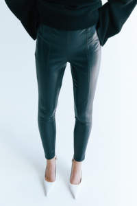 100% haute qualité à la mode élégant Gym Yoga course sport mince ajusté noir couleur enduit coton pli avant Leggings - Product Image 4