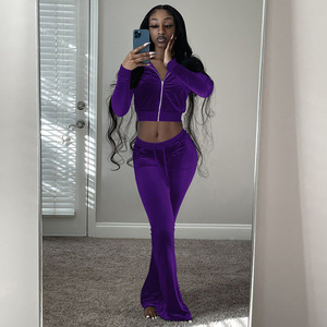 Primavera 2023 Conjunto de chándal deportivo de 2 piezas de lana de talla grande en blanco personalizado al por mayor Chándales de poliéster y algodón para mujer - Product Image 2