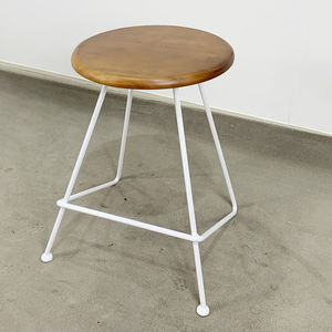 Industrial-Style Round <b>Wooden</b> <b>Stool</b> with Iron Legs in Various Colors (GCF029) - Product Image 3