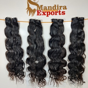 Extensions de cheveux humains indiens Remy bruts en gros, cuticules alignées, double trame machine, à clipser/tisser, ondulés crépus - Product Image 4