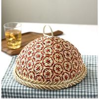 Assiette de fruits en rotin de style méridional panier à pain rond avec couvercle couverture de table anti-insectes restes de fruits parapluie pain tissé à la main