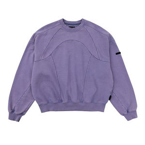 Customized Logo Crew Neck <b>Sweater</b> Unisex & comfortable Drop Shoulder Heavyweight <b>Vintage</b> Acid Wash Patchwork Men's Sweatshirt - Product Image 3