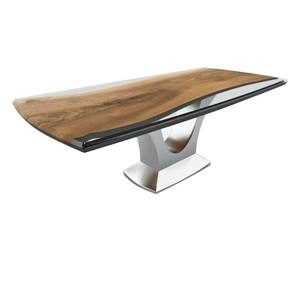 Mesa de centro decorativa de madera con acabado en resina hecha a mano, de forma redonda, para uso en interiores y exteriores. - Product Image 2