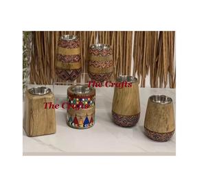 Ensemble de quatre mabkhars ronds en bois et en métal, brûleur de bakhoor islamique, mabkhara pour l'utilisation de parfums d'intérieur - Product Image 6