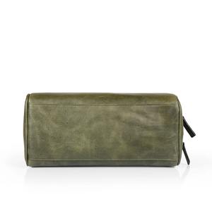 Trousse de toilette en cuir grain supérieur fabriquée à la main maquillage personnalisé organisateur de maquillage cosmétique durable TYG-0047 à deux compartiments - Product Image 4