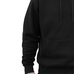 Men <b>Plain</b> <b>Black</b> <b>Hoodie</b> Classic Pullover Sweatshirt with Kangaroo Pocket Soft Fleece Casual Streetwear for Autumn Winter - Product Image 5