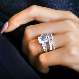 Jeulia Classic Radiant Cut Zircon <b>Sterling</b> <b>Silver</b> Wedding Ring <b>Set</b> - Product Image 6