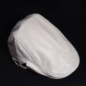 Béret unisexe décontracté imprimé mode coréenne unique blanc/rouge chapeau en soie avec taille personnalisée véritable peau de mouton douce pour hommes femmes printemps - Product Image 2