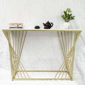 RANI Modern Living Room Furniture Decorative Table with Wood Stone <b>Top</b> and Iron Frame for Dining or Apartment Use CST027 - Product Image 3