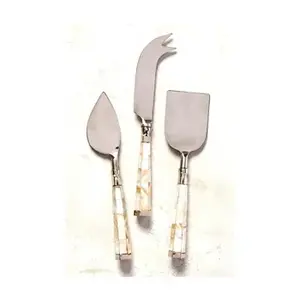 Elegante juego de cuchillo para queso y servidor Mango de ramita de cobre Cabeza de acero inoxidable Ideal para hoteles y eventos Hecho a mano de La India - Product Image 5