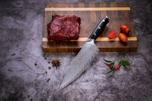 Venta al por mayor personalizado de alta calidad OEM ODM servicio profesional japonés Acero inoxidable Damasco cocina Chef cuchillo fijo hoja afilada - Product Image 6