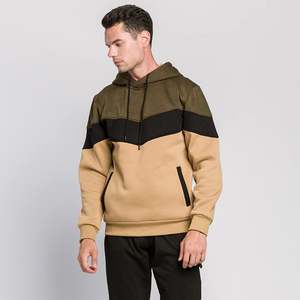 Sweat-shirt à capuche décontracté pour homme en polaire, avec poche kangourou, manches longues, style color block, écologique et respirant - Product Image 3