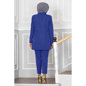 Conjunto de hiyab con detalle de cuello tipo pañuelo Indigo, diseño elegante para mujer de oficina - Product Image 3