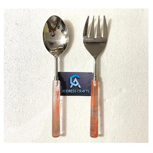 Ensemble de serveurs à salade en acier inoxydable poli argenté, matériau écologique et sans danger pour les aliments, ustensiles de cuisine, cuillère à salade - Product Image 3