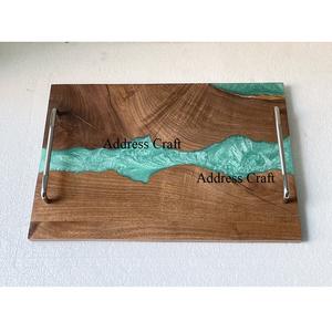 Bandeja para servir el desayuno de resina de madera con bordes naturales artesanales de la mejor calidad, bandeja para servir artículos para el hogar personalizada, bandeja de resina de madera elegante - Product Image 6